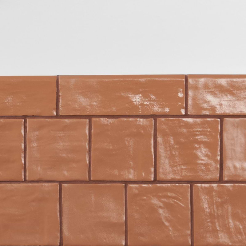 Montauk 2x8 Glazed Ceramic Bullnose Tile Trim, Terracotta