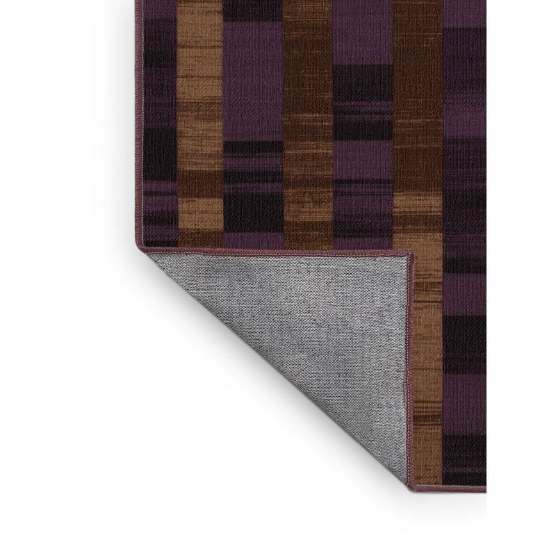 Machine Washable Checkered Brown Area Rug, Square 4'