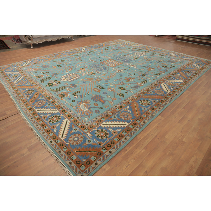 Tapis unique en coton 14 pi 0 po x 11 pi 10 po bleu marine et bleus