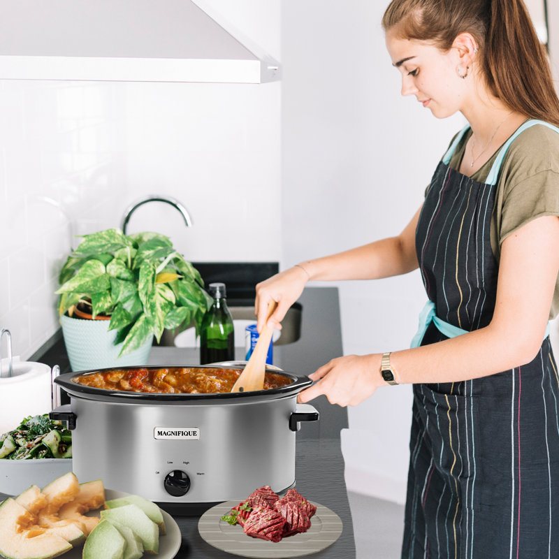 Mijoteuse ovale manuelle 8 pintes HomeCookin, Argent inoxydable, 8 pte