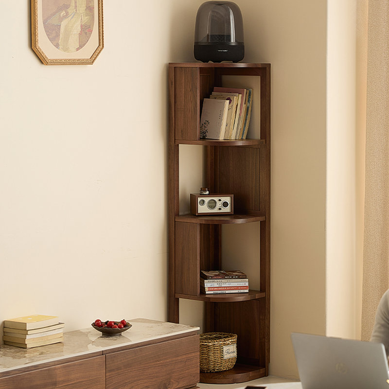 Armoire de coin en bois massif brun noisette