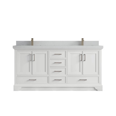 Meuble-lavabo double 72 po avec plateau en quartz Charlotte