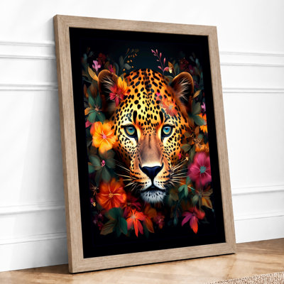 Leopard in Bloom Maximalist 1 Piece Single Picture Frame Wall Art