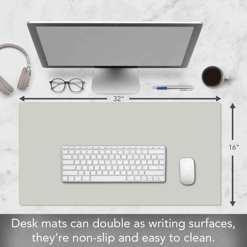 CounterArt Large Waterproof Desk Protector Mat 32" x 16", Grey