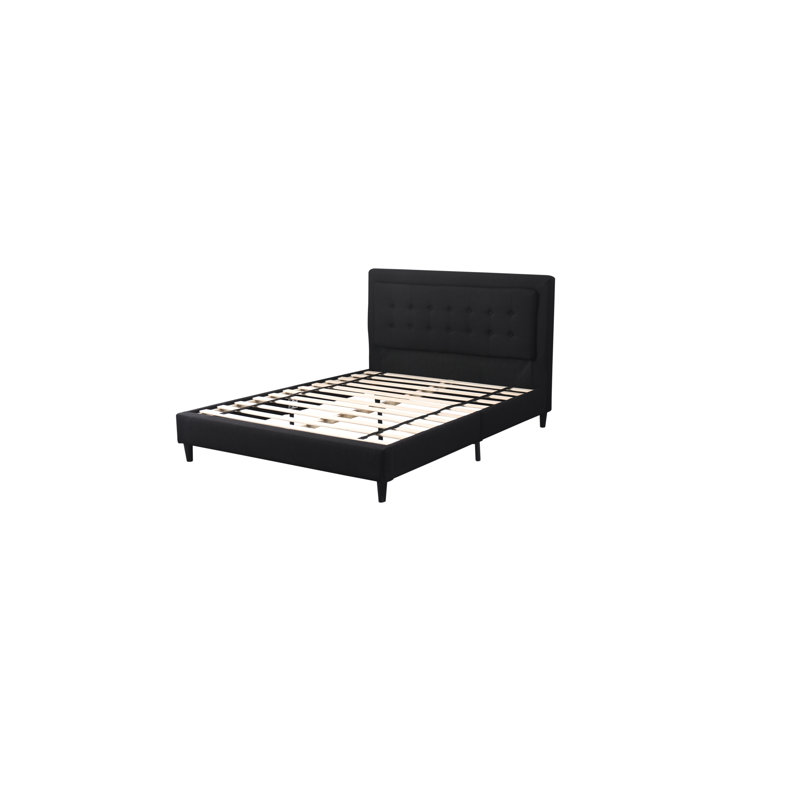 Lit plateforme tapissier Poplar, Noir, Grand