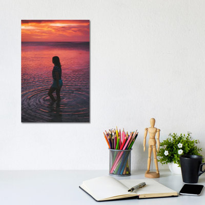 Sunset Girl Ocean Ripples by James Vodicka - Wrapped Canvas Gallery-Wrapped Canvas Giclée