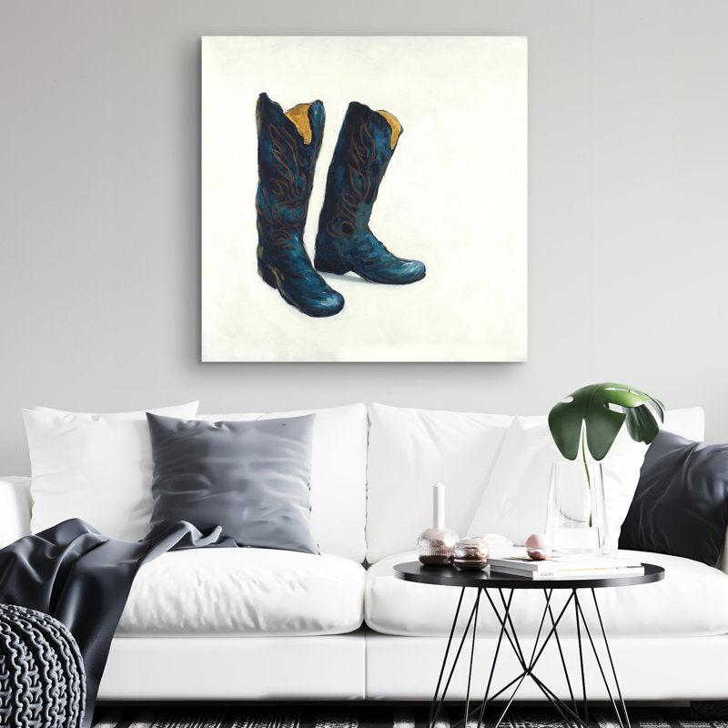 Leather cowboy boots - 32"x32" art on canvas