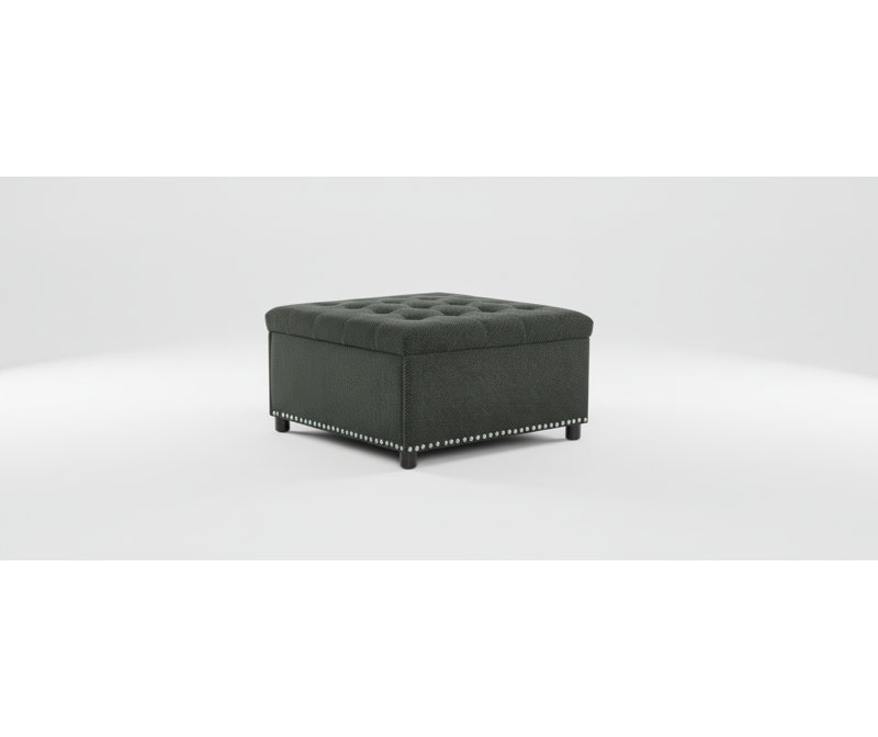 Repose-pieds capitonné avec rangement et garniture cloutée, repose-pieds polyvalent et table basse pour le salon, la chambre à coucher ou les petits espaces, revêtu d'un tissu texturé durable