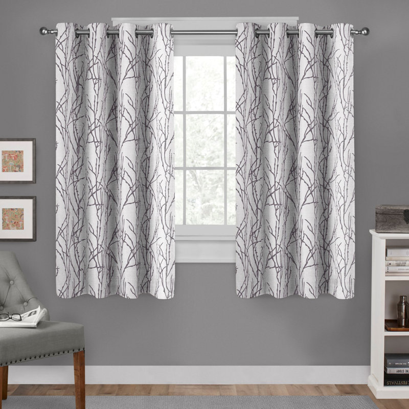 Paire de rideaux semi-transparents avec œillets Bellicent, Perle noire, L 54 po x L 63 po