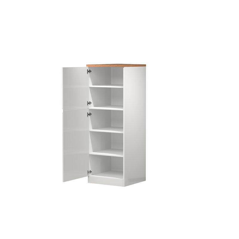 Pameal 164.5cm Kitchen Pantry, Oak Wood/White