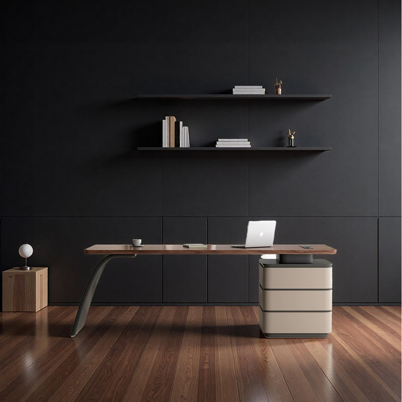 Bureau en bois massif massif, H 29,53 po x l 55,12 po x P 27,56 po, Noir