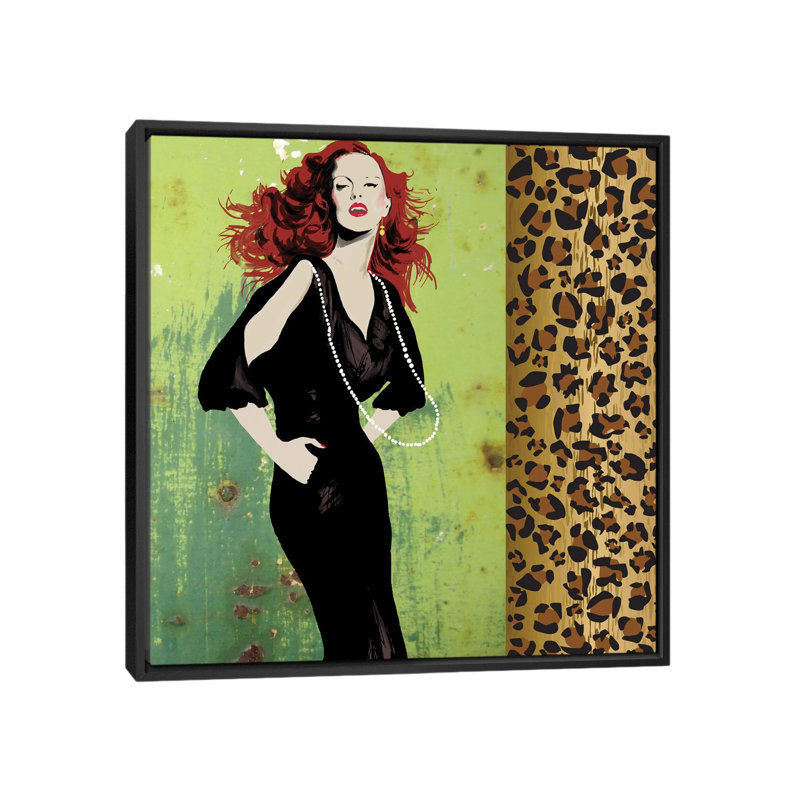 « vixen », reproduction sur toile, H 18 po x l 18 po x P 1,5 po, Toile avec cadre noir, Pas de tapis