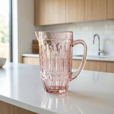 Pichet en verre - rose rétro
