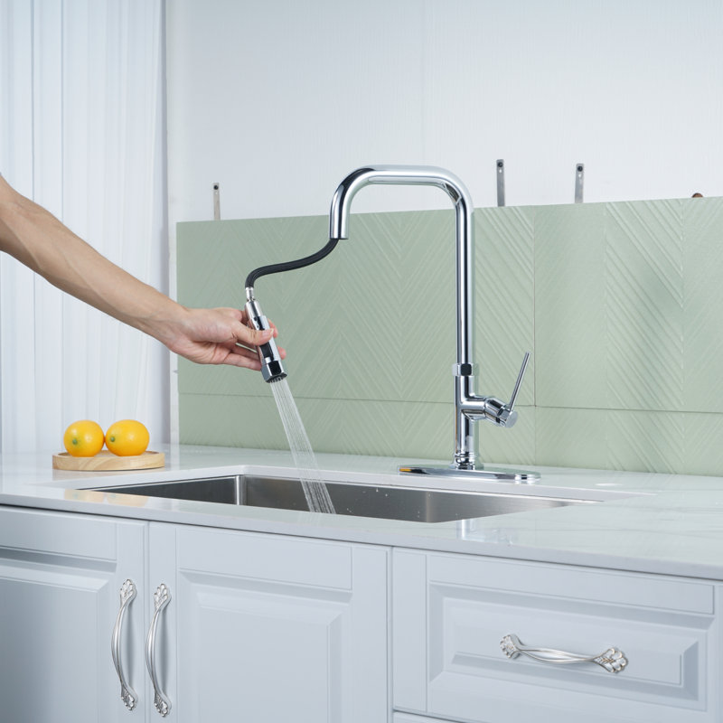 Polished Chrome Single Handle Pull Down Kitchen Faucet