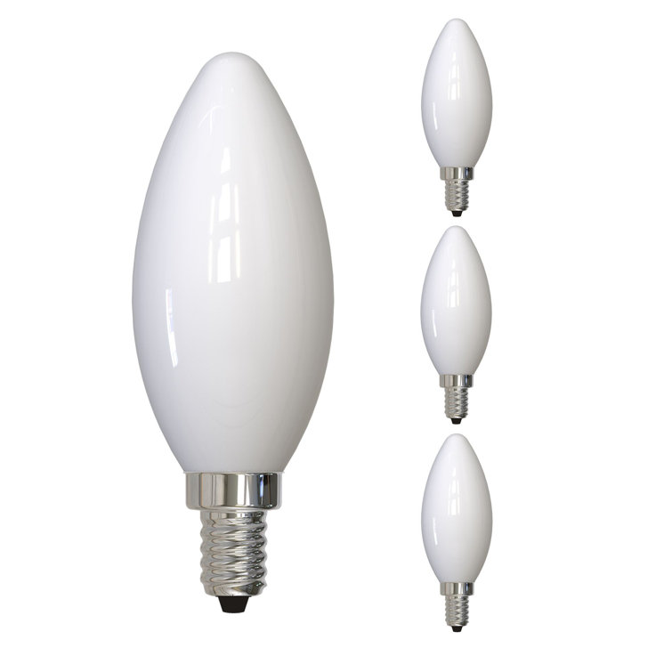 LED Filament Pack of (4) 5 Watt Dimmable B11 Light Bulb with Candelabra (E12) Base