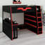 Modern Loft Bed Combining Study Area, Extensive Storage, Dynamic RGB Lighting, and Flexible Table Positioning-150388033