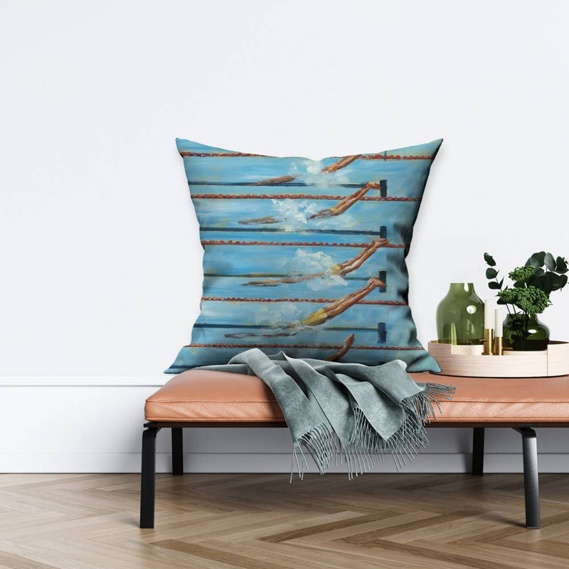 Olympic Swimmers Throw | Woman Orange – Throw Pillow Cover Only, Double-Sided Print, Insert Not Included