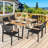6 - Person Acacia Solid Wood Patio Dining Set Umbrella Hole Included Rectangular Table