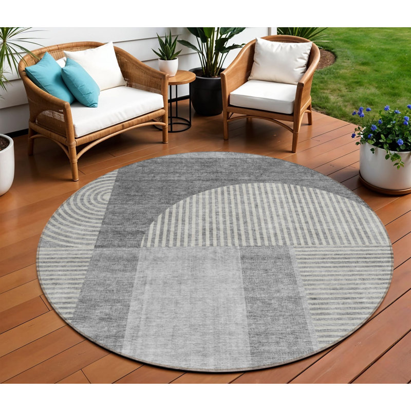 Tapis rond gris 8 pi