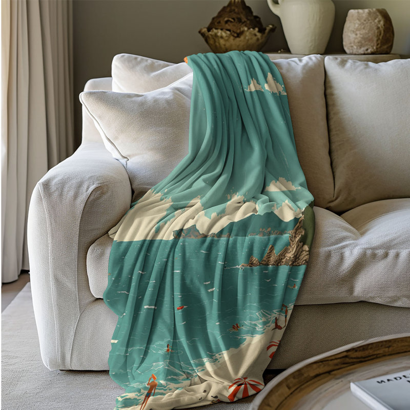 Classic Island Beach - Couverture sherpa de qualité supérieure 1 pièce, Grand lit