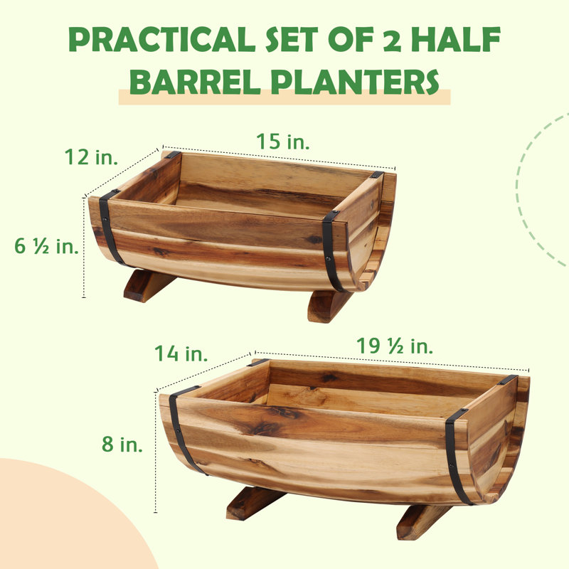 Half Barrel Planter, Natural