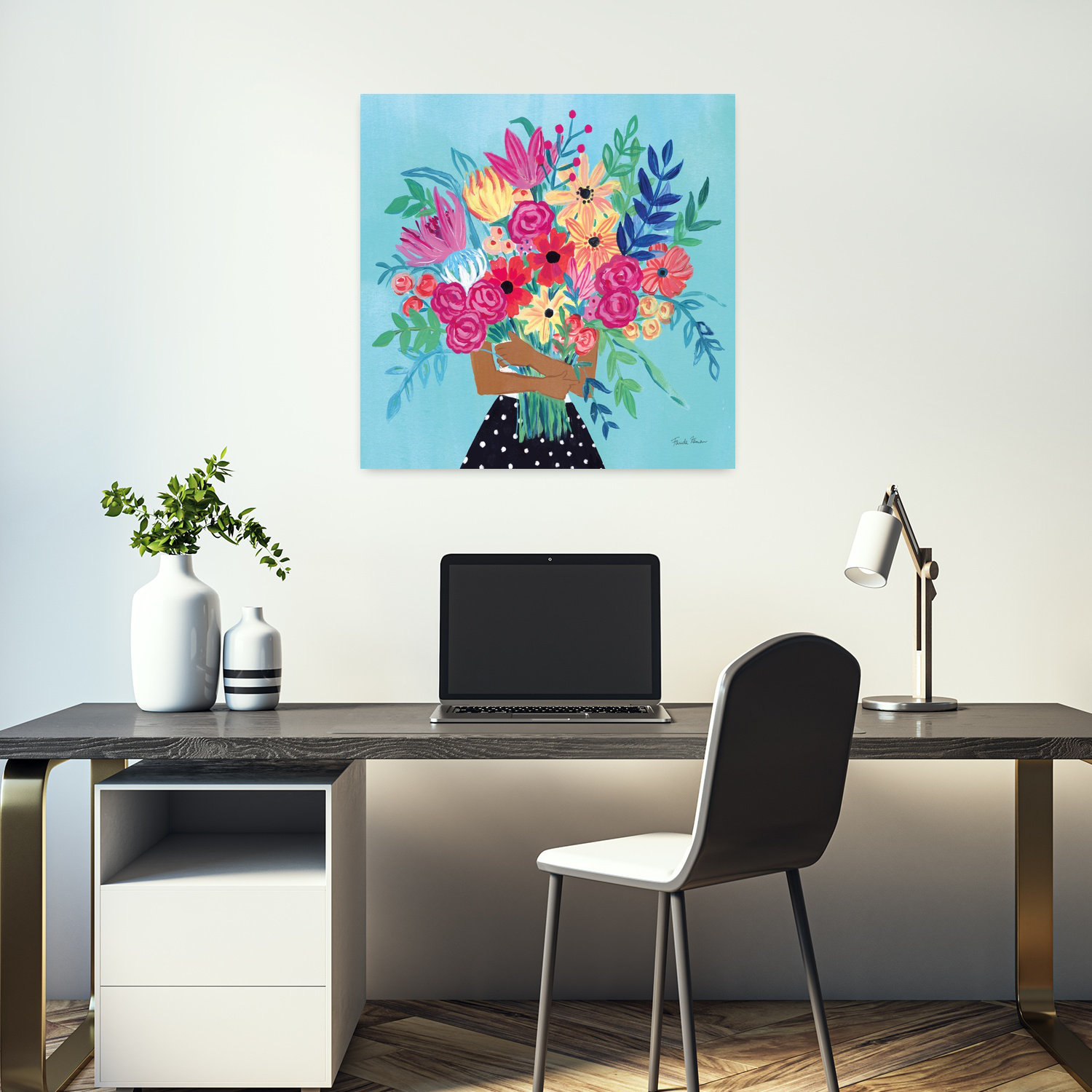 Red Barrel Studio Contemporary A Bunch Of Flowers Iv With Blue Bouquets ...