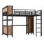 Lit mezzanine pour grand lit Roomfitter avec bureau en L, garde-robe, cubes de rangement et tablettes, structure robuste, noir-603394257