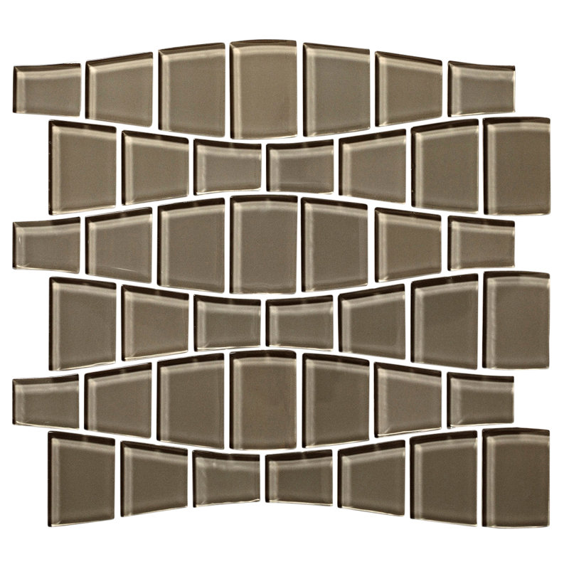 Glass Grid Mosaic Tile, Smoke Gloss
