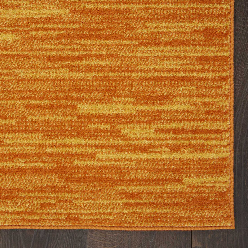 Mullican Sandy Solid Sunburst Orange Easy Care Indoor/Outdoor Area Rug
