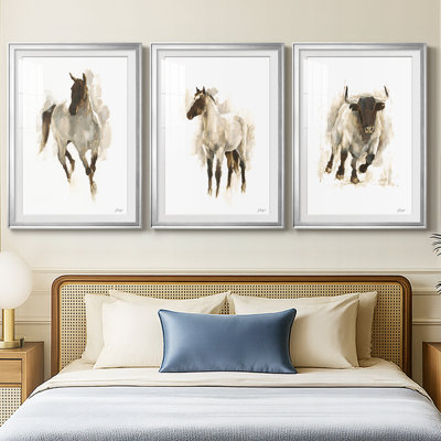 «Rustic Horse I», reproduction sur mesure encadrée de qualité supérieure - 3 pièces
