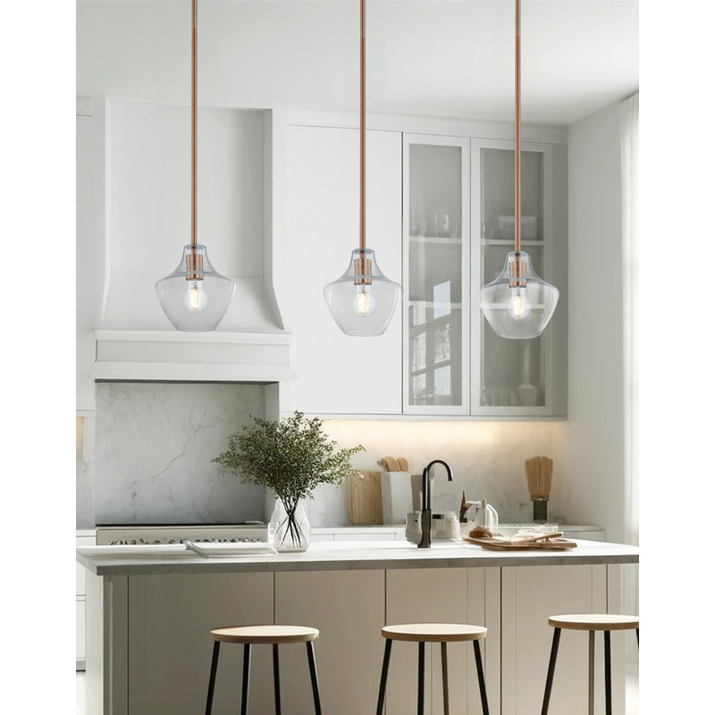 Fusion - luminaire suspendu 1 lumière Harlow, Laiton brossé, H 7,5 po x l 7,5 po x P 7,5 po