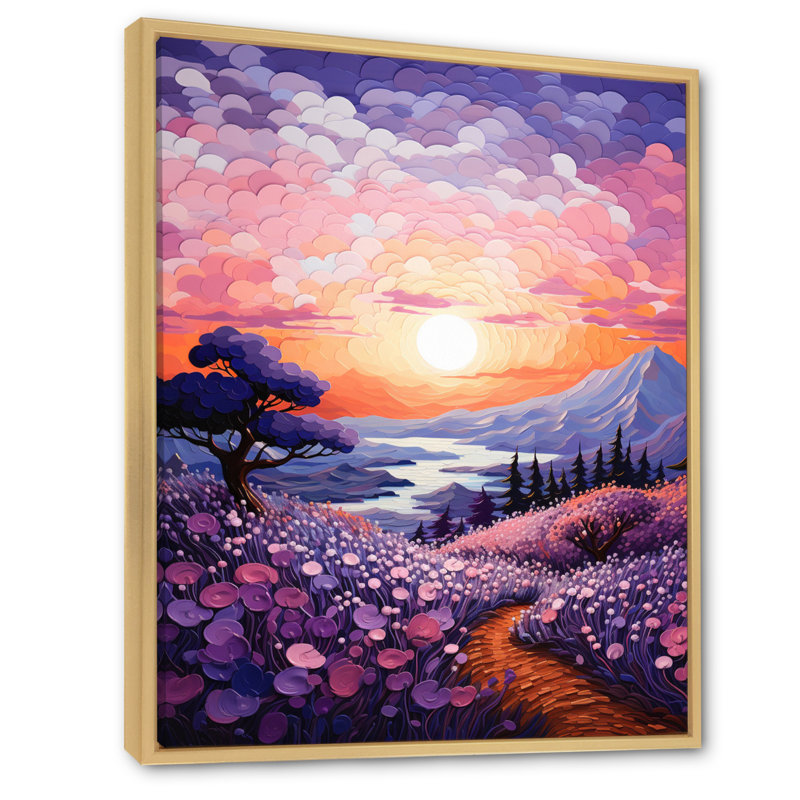 «Vangogh Lavender Fields Pointillism II», encadré sur toile par Vincent Van Gogh, peinture, H 32 po x l 16 po x P 1 po