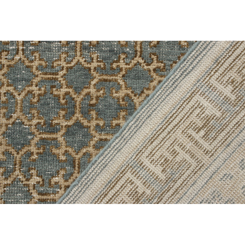 Distressed Homage Hand Knotted Wool Geometric Area Rug, Runner 3' x 12'