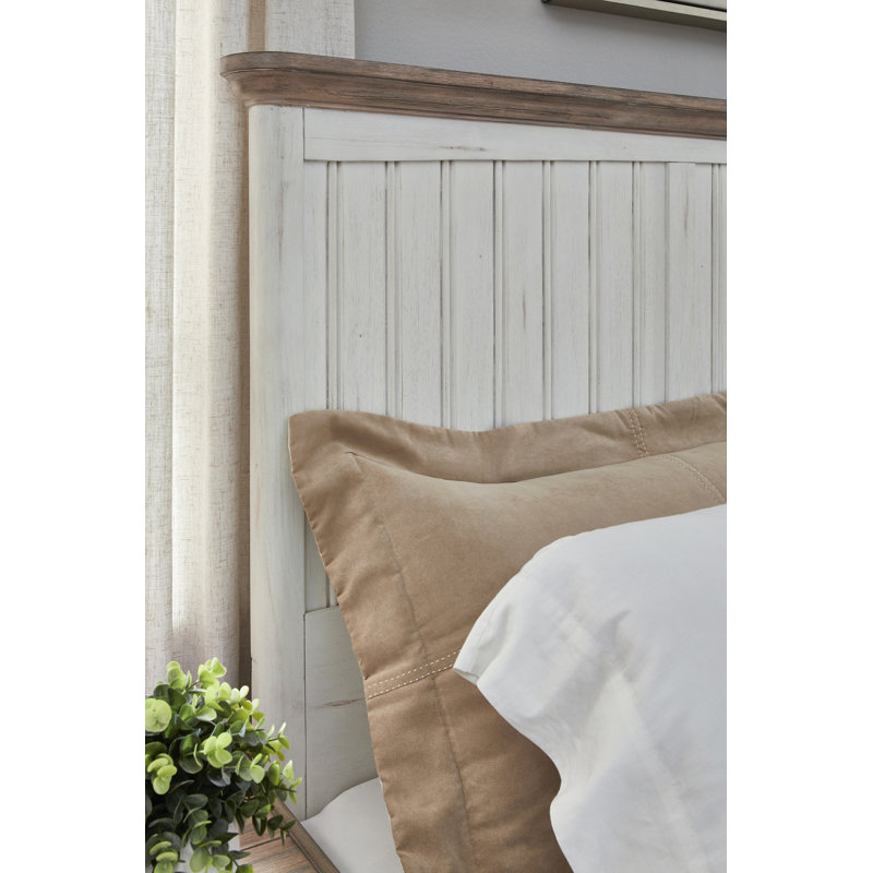 Adison Panel Bed - Weathered White - Sand Top, King