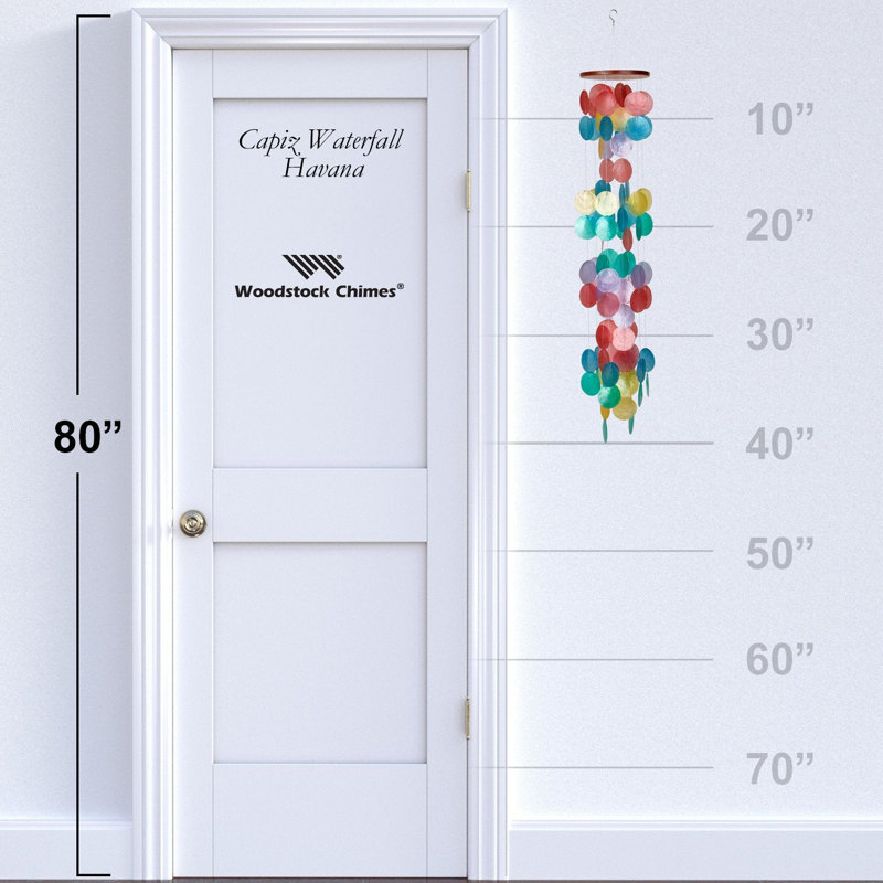 Multicolored Capiz Shell Waterfall Wind Chime, 40" Long