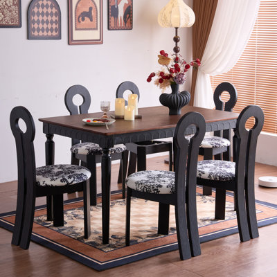 55.1" French Vintage Solid Wood Dining Table, Classic Elegant Country Kitchen Table