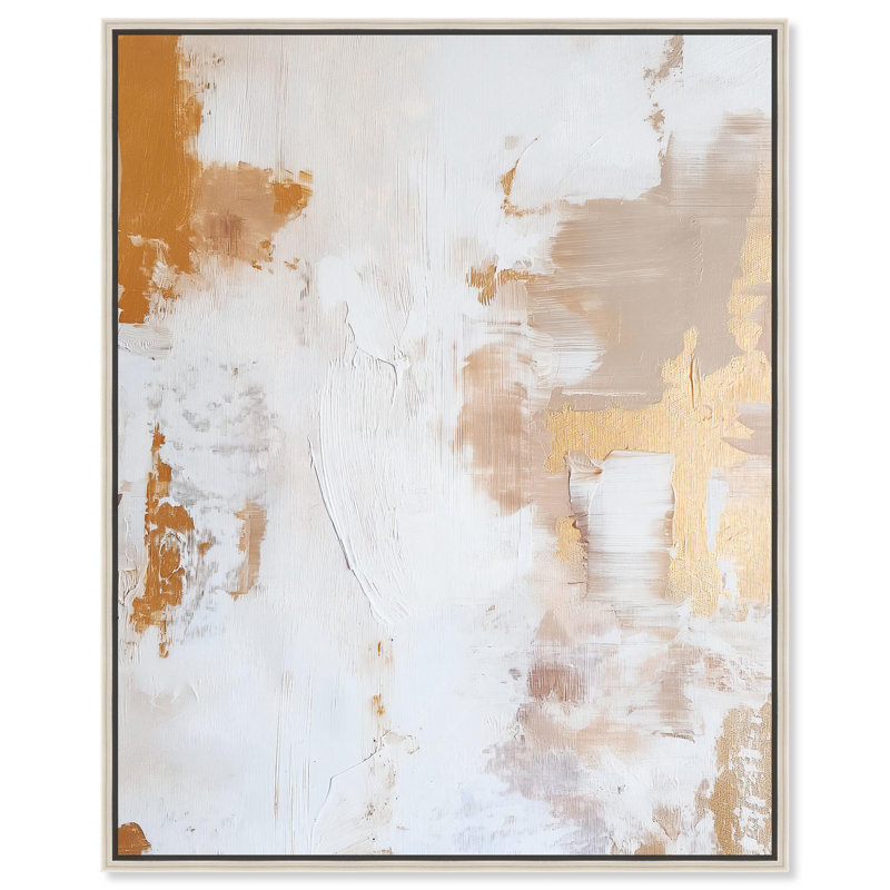 Toile dorée abstraite «Golden Tone» par Art Remedy, H 37 po x l 31 po, Encadrement argenté