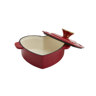 Smith & Clark 1-Quart Enameled Cast Iron Heart-Shaped Dutch Oven, Red