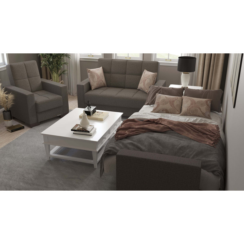 Causeuse convertible rembourrée avec rangement en polyester