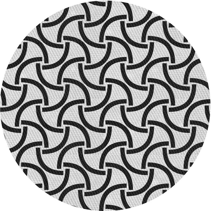 Tapis noir/beige à motifs, Rond 8 pi