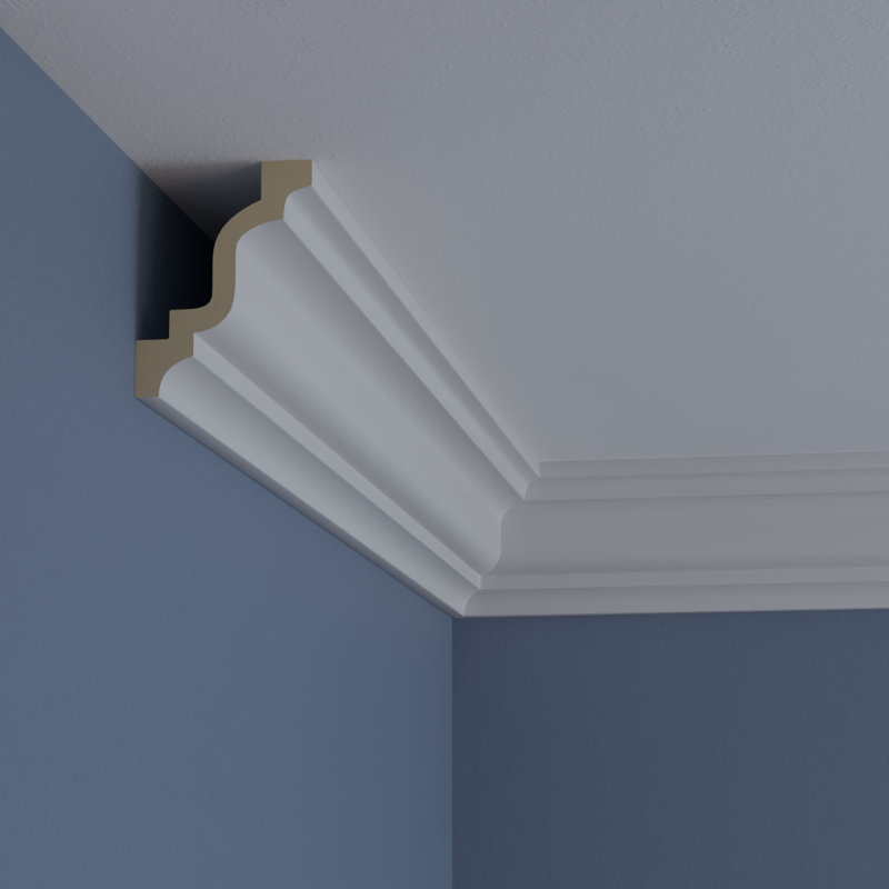 94.5" White Polyurethane Traditional Crown Moulding