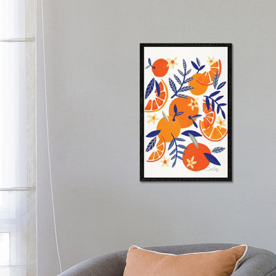 Orange Blooms Navy by Cat Coquillette - Gallery-Wrapped Canvas Giclée on Canvas