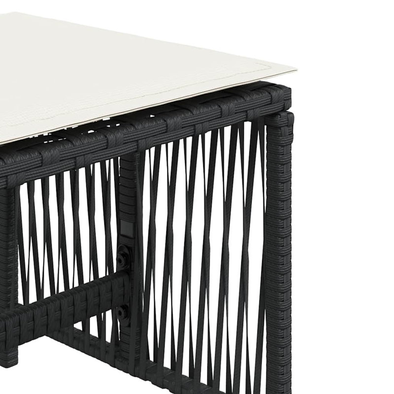 Outdoor Ottoman, Cream White, Black