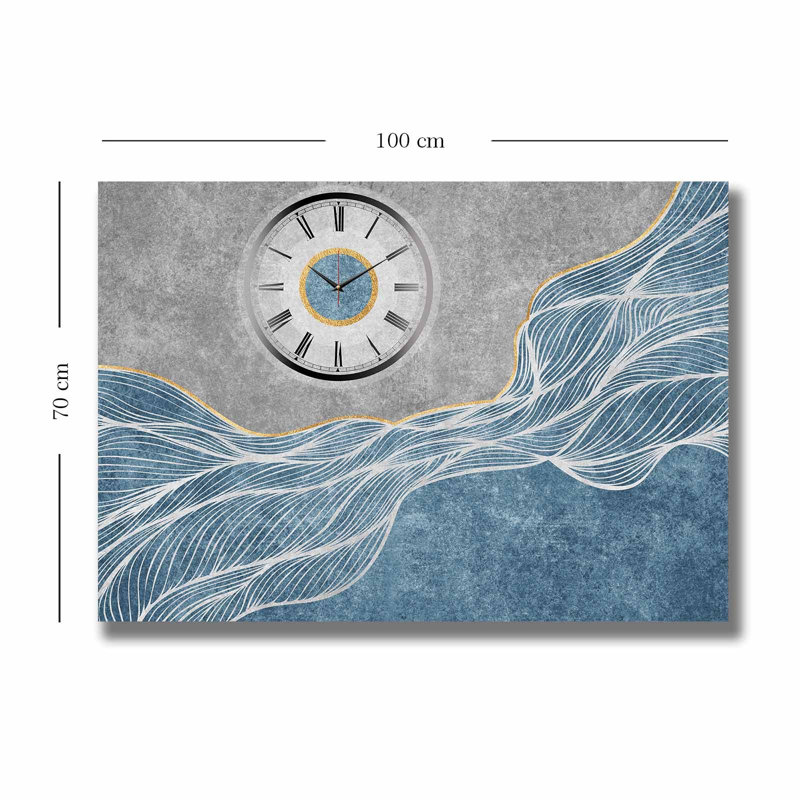 Horloge murale élégante en toile 27,6 po x 39,4 po | Toile 100% suède avec cadre 100% bois (épaisseur: 1,1 pouce) | Parfait pour la décoration intérieure, garde-temps élégant pour le salon et le bureau, design unique
