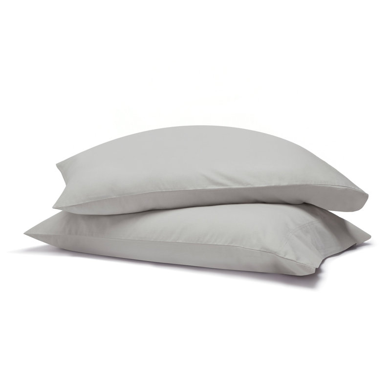 Carmen 100% Cotton Vintage Wash Boho Solid Lightweight Percale Pillowcases Set Of 2, King Pillowcases, Silver