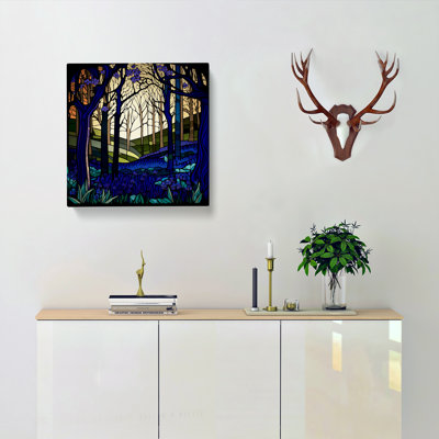 Bluebell Field Stained Glass Effect - Wrapped Canvas - Framed Print