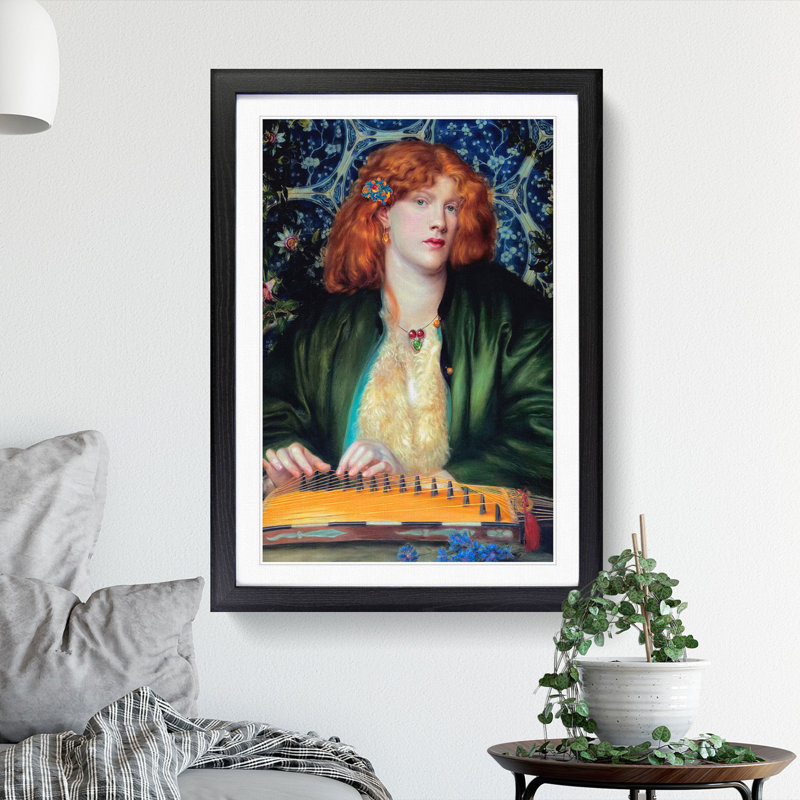 The Blue Bower by Dante Gabriel Rossetti - Picture Frame Painting, 36cm H x 27cm W x 2cm D, Black Framed