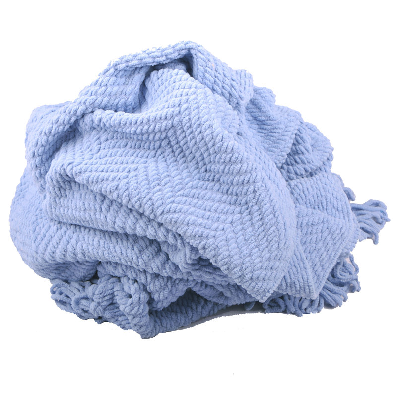 Jeté en tricot de tweed, Bleu, 50 po x 60 po