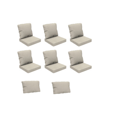 Ensemble de 14 coussins de patio pour l'extérieur, coussins de siège profond en tissu d'oléfine avec coussins lombaires, résistant à la décoloration, attaché, beige