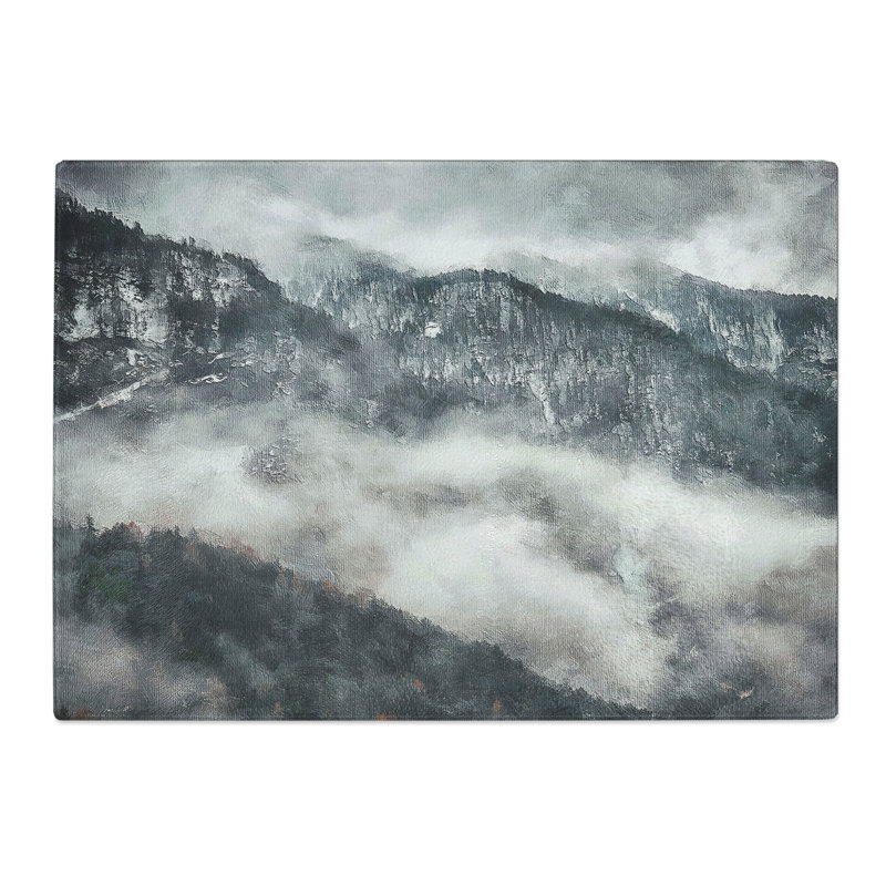 Tempered Glass Mountain Peak View in Italy Chopping Board, 28.5 cm x 39 cm